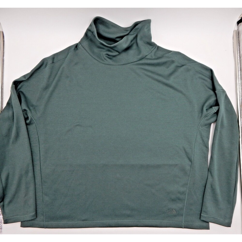 The North Face Women's Mock Neck Pullover Green XL Long Sleeve Sweatshirt Active